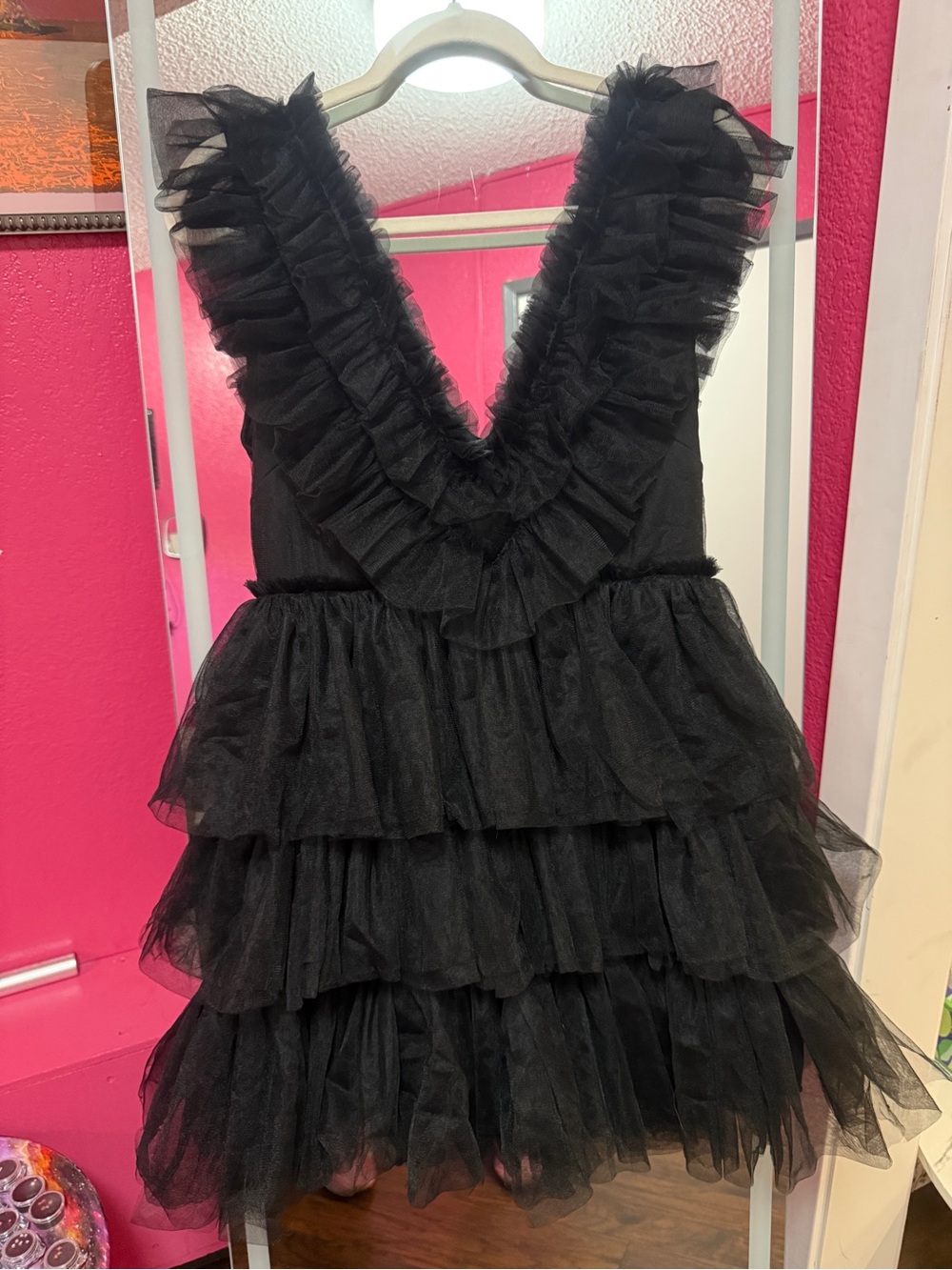 Betsey Johnson Black Tiered Ruffle Tulle Party Dress